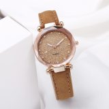 Casual Women Romantic Starry Sky Wrist Watch Leather Rhinestone Designer Ladies Clock Simple Dress