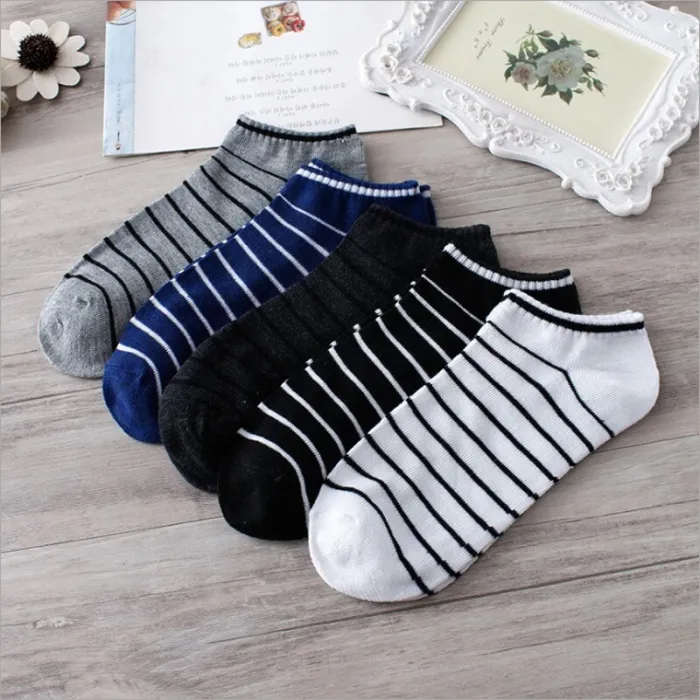 22 Styles 5 Pairs/lot Men Summer Cotton Socks Solid Color Striped Animals Ship Socks Fashionable Male Ankle Socks