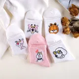 Japanese Kawaii Women Animals Cartoon Tube Socks Cute Egg Rabbit Panther Cotton Long Socks Female and Ladies Pink Milk White Sox