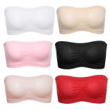 Women Seamless Tube Top Breathable Strapless Bandeau Bra Underwear without Pad ropped Hollow Stretch Layer Solid Strapless Bra