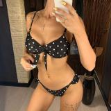 2020 Sexy Blue Bow Polka Dot Bikini Women Swimwear Female Swimsuit Two-piece Bikini set Brazilian Bather Bathing Suit Swim V1672