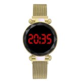 LED Watch Men's Digital Electronic Clock Watch Women's Fashion Dress Wristwatch Milan Magnet Buckle Quartz Watch