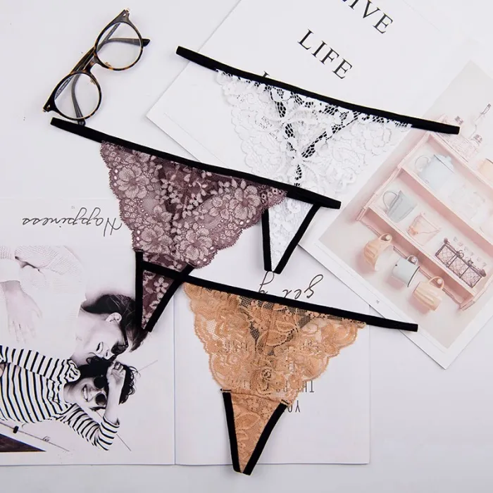 8color Gift full beautiful lace Women's Sexy lingerie Thongs G-string Underwear Panties Briefs Ladies T-back  3pcs/Lot xah11
