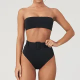 High Waist Bikini 2020 Sexy Black Swimwear Women Swimsuit High Leg Bandeau Bikinis Set Swimming for Bathing Suit Woman Swimsuits