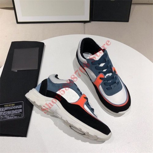 2020 Designer Calfskin Reflective Sneaker Women Black Platform Shoes Men Vintage Basketball Sneaker Real Leather Trainers with