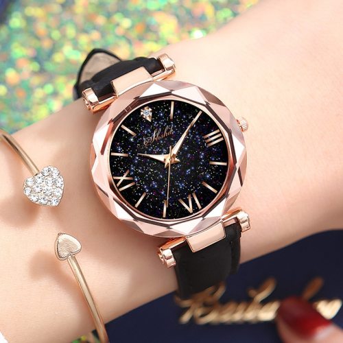 Women Casual Leather Ladies Watch Quartz Wrist Watch Starry Sky Female Clock reloj mujer