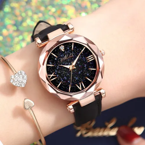 Women Casual Leather Ladies Watch Quartz Wrist Watch Starry Sky Female Clock reloj mujer