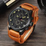 Top  Brand Luxury Mens Watches Male Clocks Date Sport Military Clock Leather Strap Quartz Business Men Watches Gift