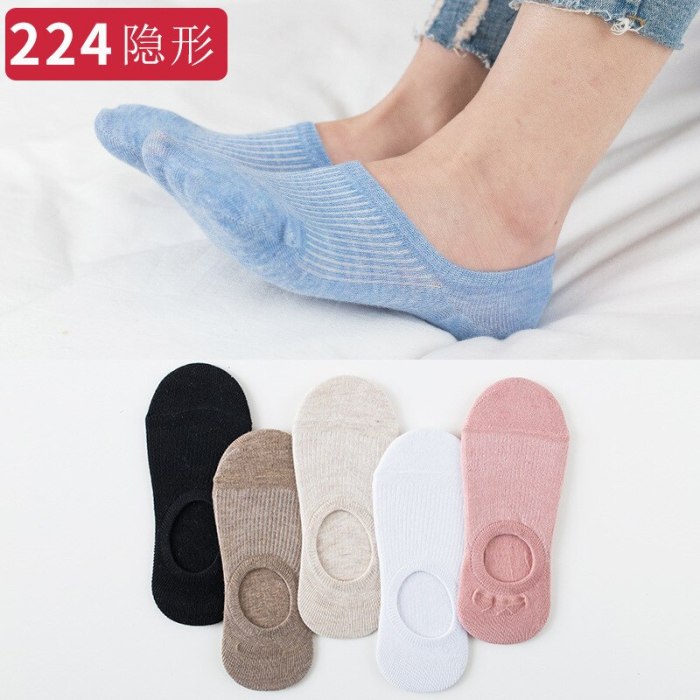 5Pairs  Arrivl Women Socks funny Fruits Cute Happy Silicone Slip Invisible Cotton Sock 35-40