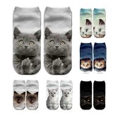 New 3D Print Funny Cute Cartoon Kitten Unisex Short Socks Creative Colorful Multiple Cat Face Happy Low Ankle Socks For Women
