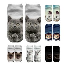 New 3D Print Funny Cute Cartoon Kitten Unisex Short Socks Creative Colorful Multiple Cat Face Happy Low Ankle Socks For Women