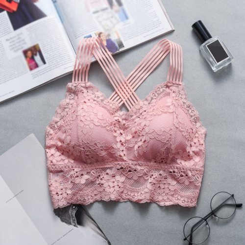 Women Sexy Lingerie Lace Bra Hollow Bralette Backless Crop Top Padded Camis Bra Brassiere Female Intimates Soft Underwear