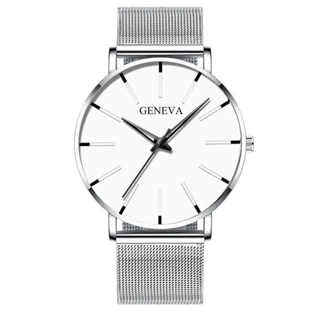 2020 Minimalist Men's Fashion Ultra Thin Watches Simple Men Business Stainless Steel Mesh Belt Quartz Watch