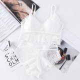 Fahion V-Neck Lace Gathered Bra Set Female Wrapped Chest Women Lace Bras With Briefs