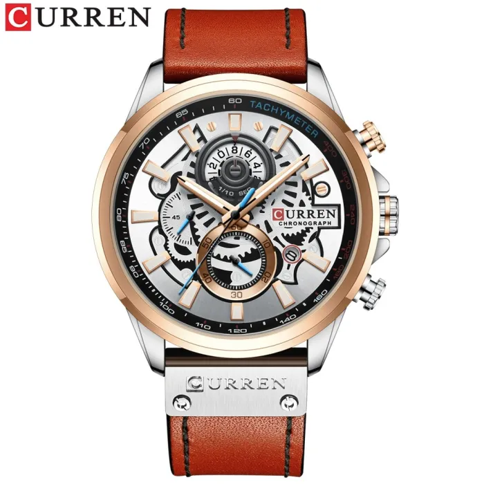 Mens Watches Luxury Brand Fashion Quartz Watch Men Leather Sports Wristwatch Chronograph Clock Male