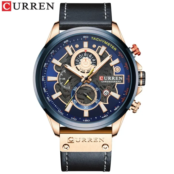 Mens Watches Luxury Brand Fashion Quartz Watch Men Leather Sports Wristwatch Chronograph Clock Male