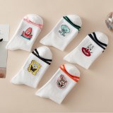 Japanese Kawaii Women Animals Cartoon Tube Socks Cute Egg Rabbit Panther Cotton Long Socks Female and Ladies Pink Milk White Sox
