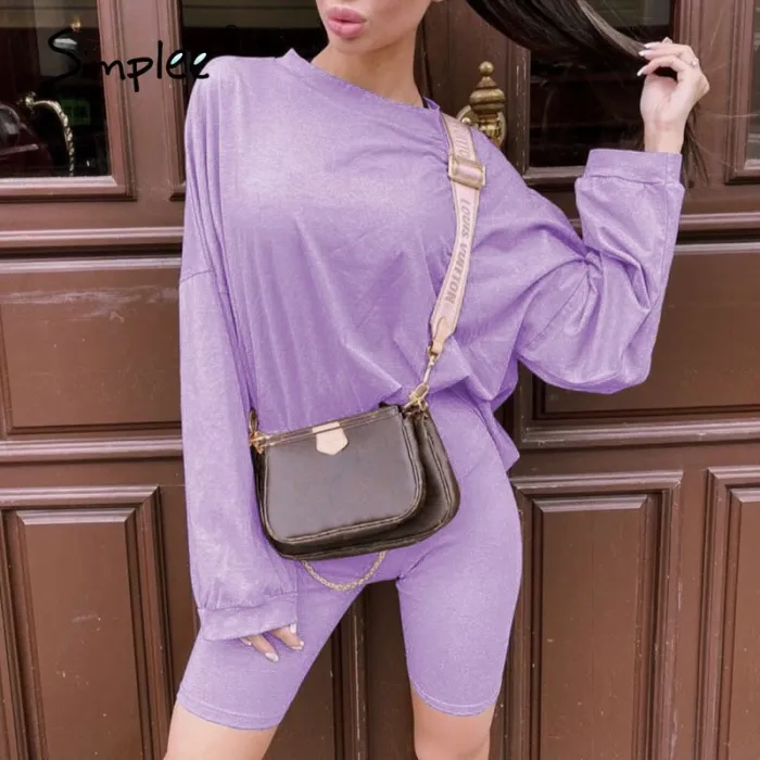 Casual solid outfits women's two piece suit with belt Home loose sports tracksuits fashion bicycle suit summer hot 2020