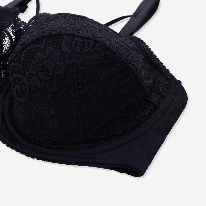 FINETOO Plus Size Bra Ultrathin Lace Bralette For Woman Racerback Push Up Cotton Brassiere Underwire C D E Cup Bras Underwears