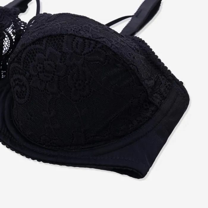FINETOO Plus Size Bra Ultrathin Lace Bralette For Woman Racerback Push Up Cotton Brassiere Underwire C D E Cup Bras Underwears