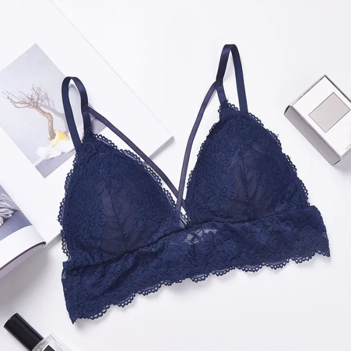 Sexy Deep V Floral Lace Bras Bralette Intimates Thin Belt Lingerie Wirefree Seamless Underwear