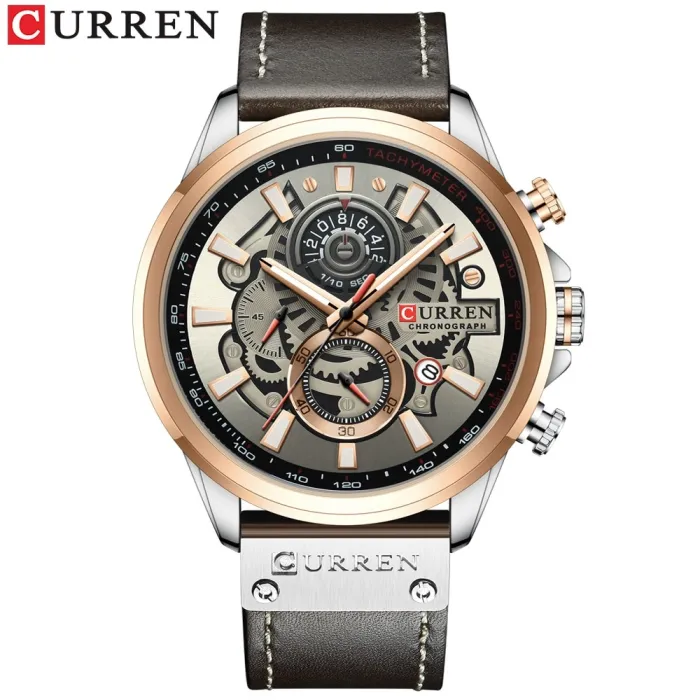 Mens Watches Luxury Brand Fashion Quartz Watch Men Leather Sports Wristwatch Chronograph Clock Male