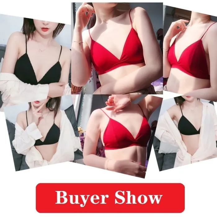 GUMPRUN Seamless Soft Bras for Women Thin Strap Wireless Push Up Bra Backless Comfort Underwear Bralette Sexy Lingerie