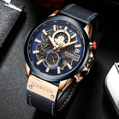 Mens Watches Luxury Brand Fashion Quartz Watch Men Leather Sports Wristwatch Chronograph Clock Male
