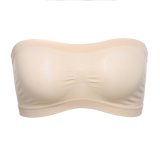 Women Seamless Tube Top Breathable Strapless Bandeau Bra Underwear without Pad ropped Hollow Stretch Layer Solid Strapless Bra