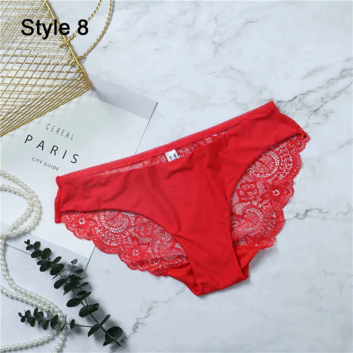 Fashion Women's Sexy Lace Panties Seamless Underwear Briefs Leopard Ice Silk for Girls Bikini Cotton Crotch Transparent Lingerie