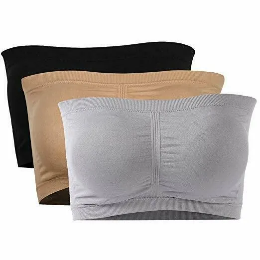 Double Layers Plus Size Strapless Bra Bandeau Tube Removable Padded Top Stretchy Summer Bra Size S-3XL