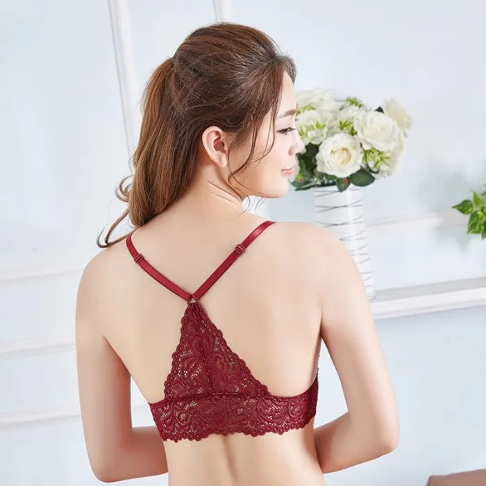 Bra Wireless Bras for Women Lingerie BH Lace Sexy Bralette Push Up Bra Plus Size Y-line Straps Backless Lace Bras Large Size