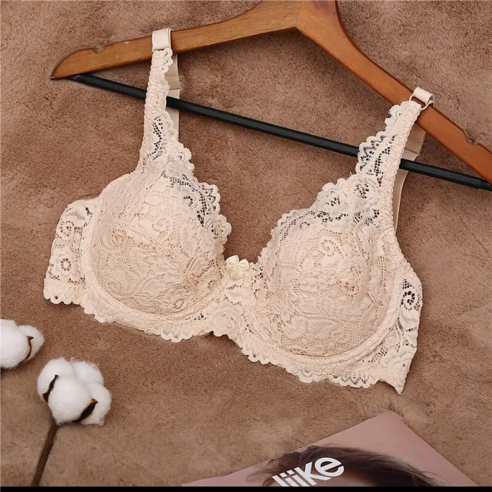 FINETOO Sexy Bra Women Lace Bras B C Cup Floral Brassiere Deep V Underwear Plus Size Bralette Underwire Bra Female Lingerie New