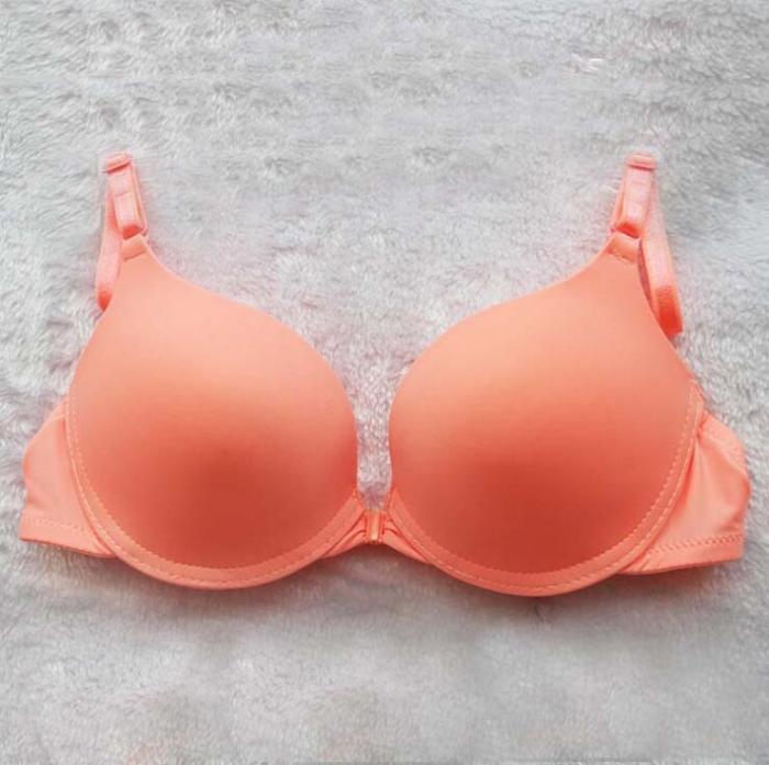 New Fashion Bralette Seamless Sexy Lingerie Simple Push Up Bra Front Closure Button Candy Color Women Underwear Small Brassiere