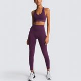 2020 Women's Yoga Set Seamless Sportswear 2-Piece Gym Yoga Clothes Sports Bra + Leggings Running Wear Skinny Sports Set Suits L