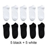 2020 New 10 Pairs Women Socks Breathable Ankle Socks Solid Color Short Socks Comfortable White Black Cotton Low Cut Socks