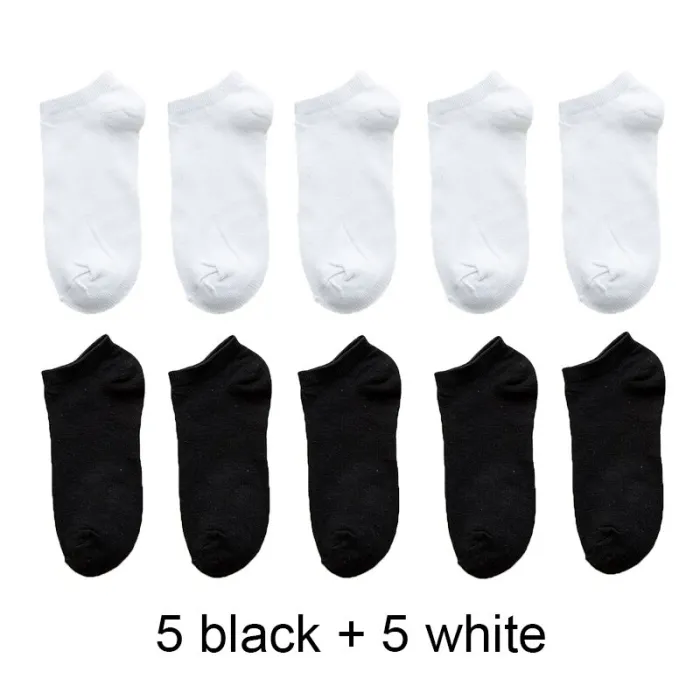 2020 New 10 Pairs Women Socks Breathable Ankle Socks Solid Color Short Socks Comfortable White Black Cotton Low Cut Socks