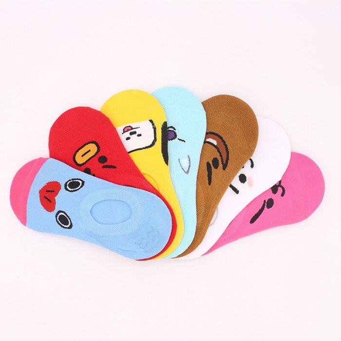 Summer Women's Short Socks Funny Candy Color Cotton TATA COOKY CHIMMY SHOOKY MANG KOYA RJ Korea Funny Cartoon Invisible Socks