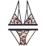 Breathable Underwear Set Soft Lingerie Set Red Transparent Bra Floral Two-Piece Bra And Panty Set Embroidery Lingerie Conjunto
