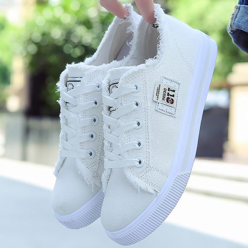 Canvas shoe woman 2020 new arrival Lace-up Spring/autumn Sneakers for girls Fashion Denim solid Blue/White STAR CDG PLAY Tennis