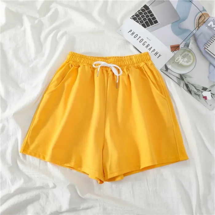 Women Shorts Summer Casual Solid Drawstring shorts high waist loose shorts for girls Soft Cool female short M-2XL