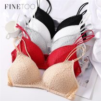 FINETOO Women Bra Sexy Lace Bralette Floral Wireless Bra Female Underwear A B Cup Sexy Lingerie Soft Solid Color Bras Brassiere
