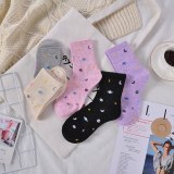Ladies Socks Cotton Stars Moon Creative Fun Socks Universe Starry Sky Trend Harajuku Novelty Cute Middle Tube Women Cotton Socks