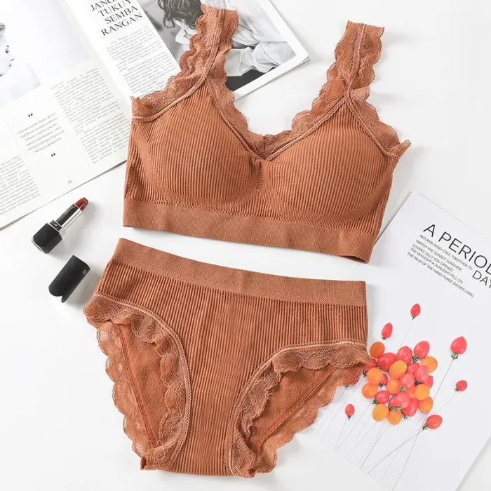Women Sexy Push Up Underwear Bra Set Sports Lace Bra Set Top High Impact For Fitness Padded Running Jogging Gym Wear Female Bra