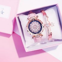 2019 Women Watches Set Starry Sky Ladies Bracelet Watch Casual Leather Sports Quartz Wristwatch Clock