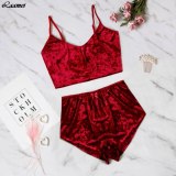 Sexy Lingerie Sets Two Pieces Bra Sets Velvet Underwear Ladies Intimates Tops And Pants Sleepwear Sets Clothing Sleepwear