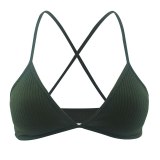 Sexy Cotton Women Bra Ribbed Femme Underwear Wireless Crisscross Back V Neck Bras Comfort Lady's Cotton Bralette
