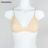 VRAIMMOI Sexy Lace Thin Triangle Bra For Women Lingerie Wireless Underwear Transparent Push Up bras Solid White/Black Bralette