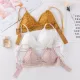 French women's lace sexy lace bra seamless deep V lace thin wireless bra triangle cup underwear sexy female underwear soft bra