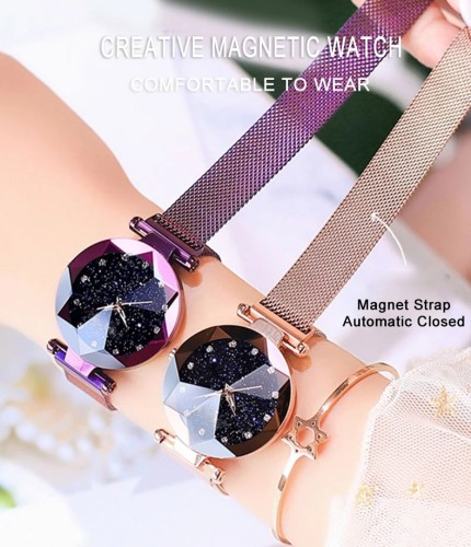 Copy Luxury Starry Sky Stainless Steel Mesh Bracelet Watches For Women Crystal Analog Quartz Wristwatches Ladies Sports Dress Clock